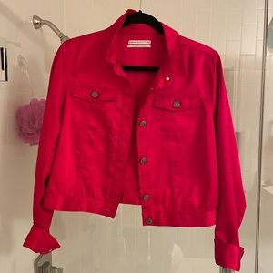 Urban Outfitters Red Satin Trucker Jacket